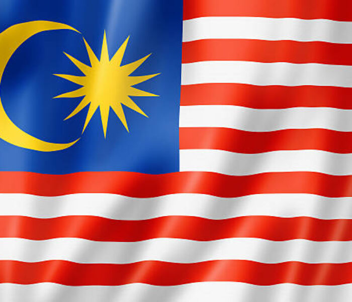 Malaysia flag, three dimensional render, satin texture